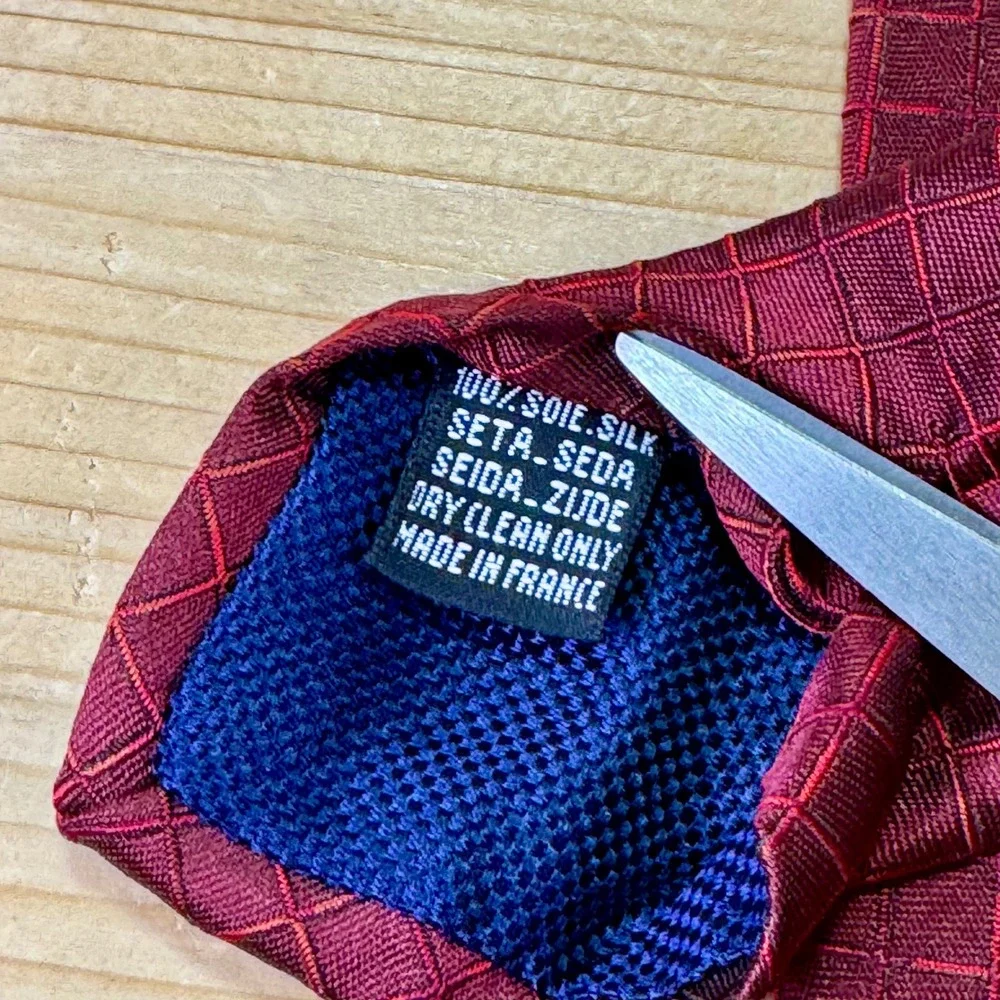 Thomas Pink 100% Silk Red Grid Tie Made‎ in France Luxury Designer Formal